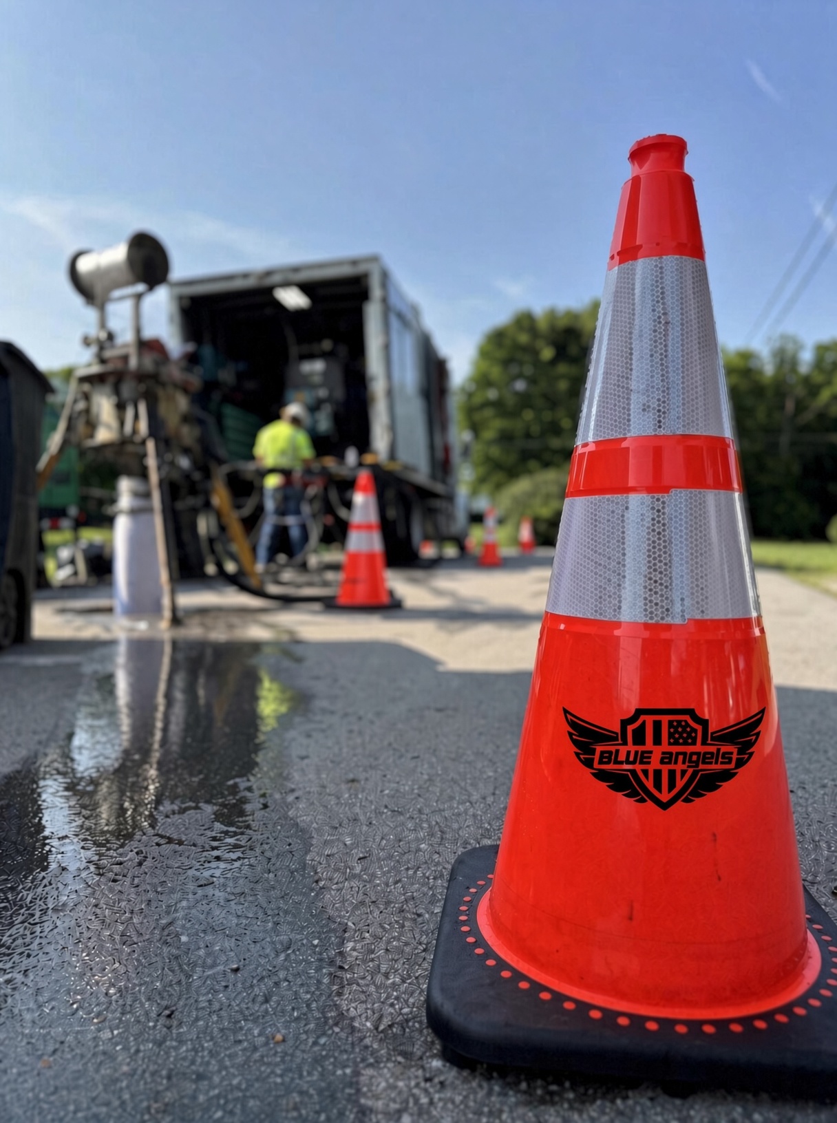 Workzone cone, w BA logo v2